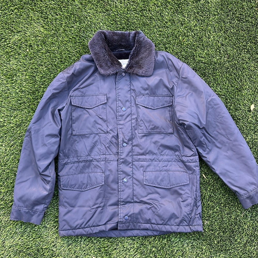 Vintage Sears Work Leisure hooded faux fur lined nylon jacket size M, Korea